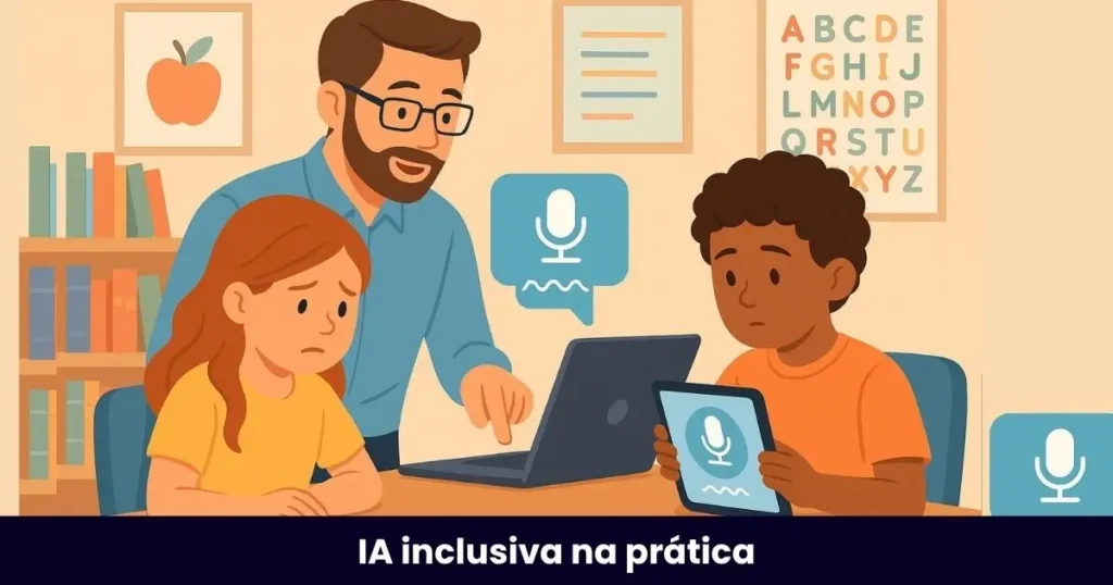 Dislexia-IA-na-educaçao Professor aplicando atividade inclusiva com material multissensorial