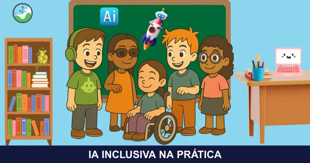 “Turminha Inclusiva mostrando como a inteligência artificial apoia a educação especial e inclusiva”.