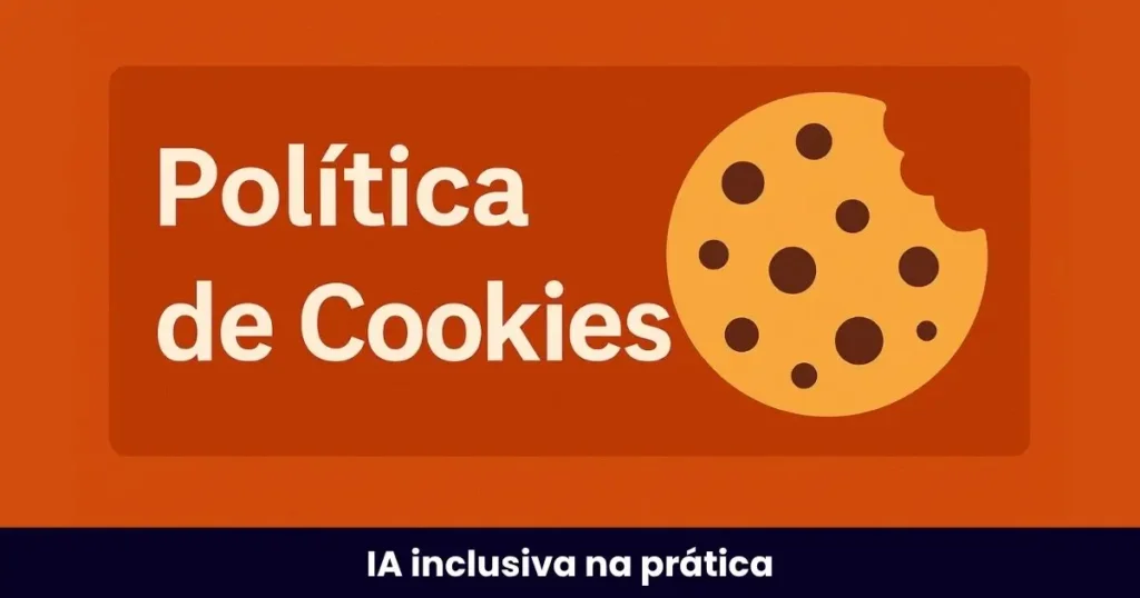 politicas-de-cookies Ilustração digital sobre políticas de cookies com fundo laranja, um biscoito cookie junto do escrito.