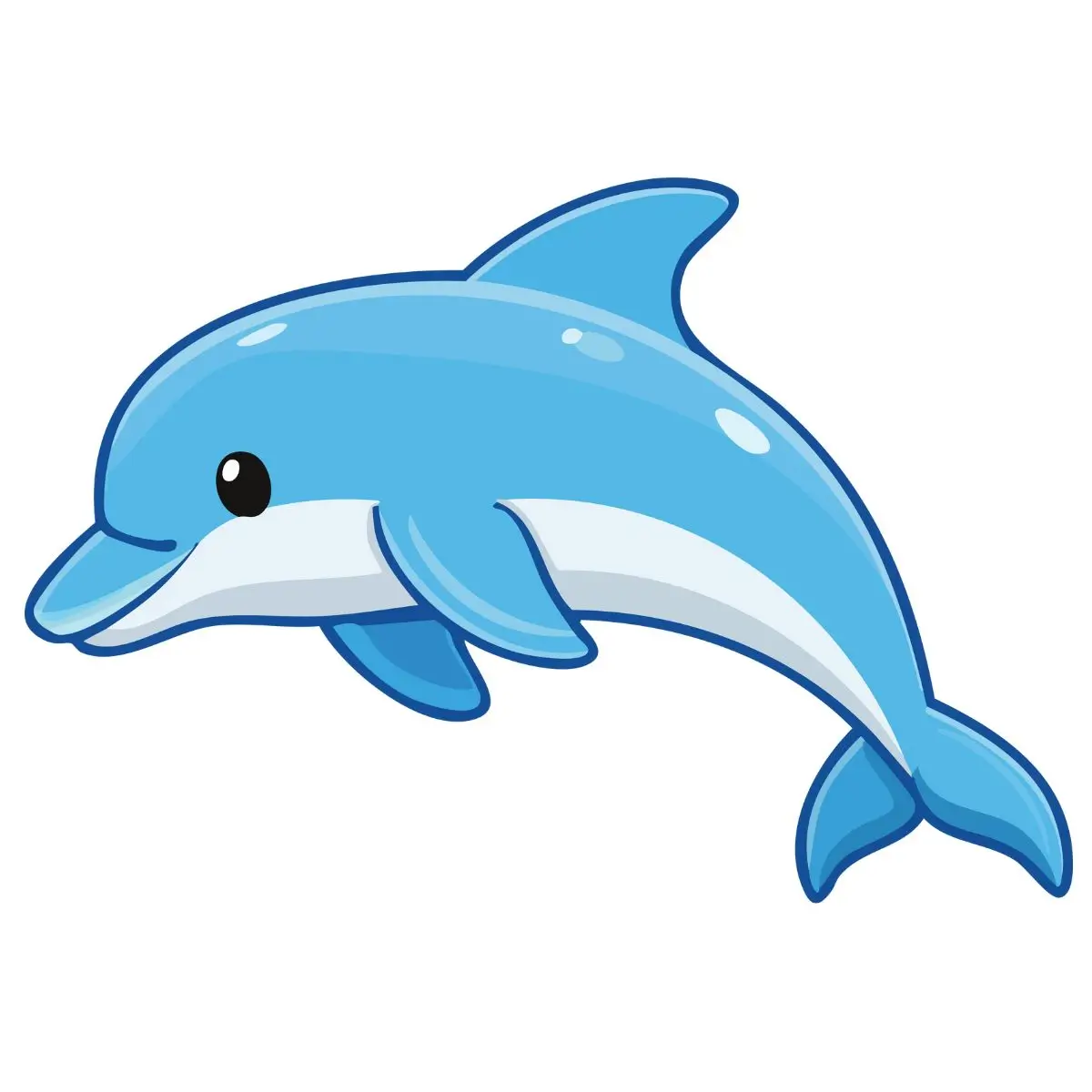 Ilustração de um golfinho azul saltando