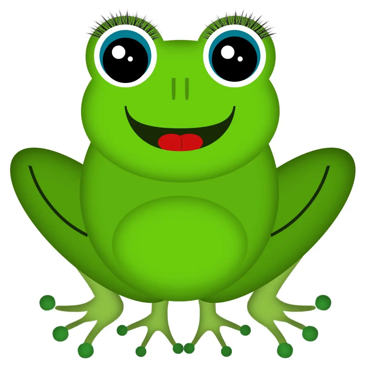 Desenho simples de um sapo verde, sorrindo