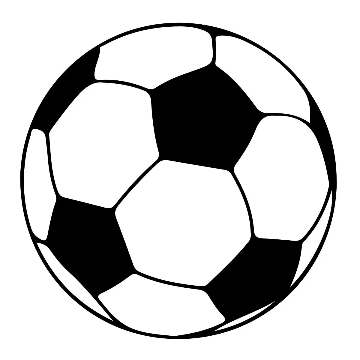 Desenho simples de uma bola de futebol em preto e branco