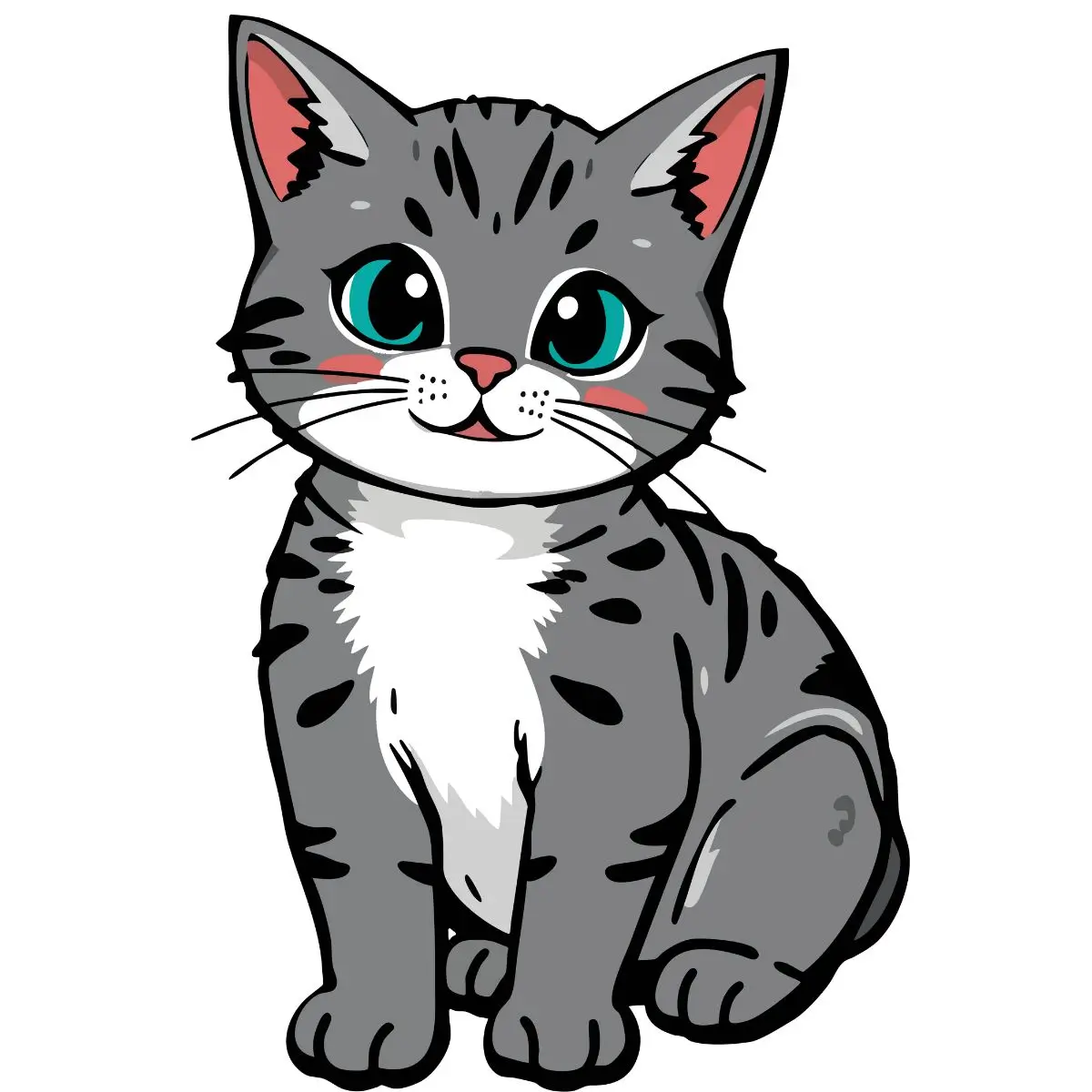 Ilustração de um gato cinza